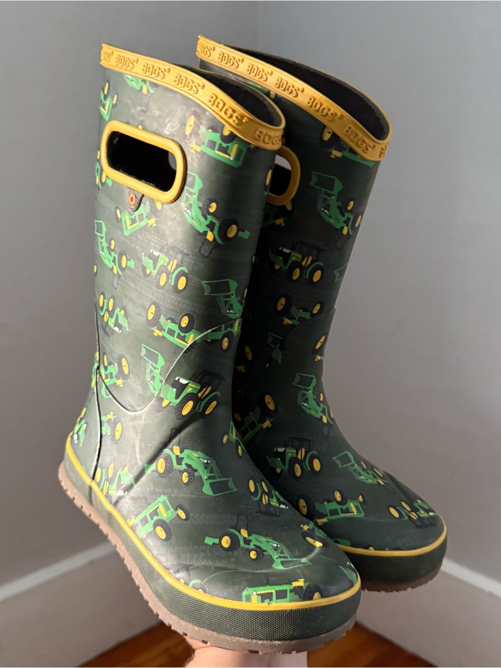 Bogs Kids Green Tractor Rain Boots Green Yellow Size 2